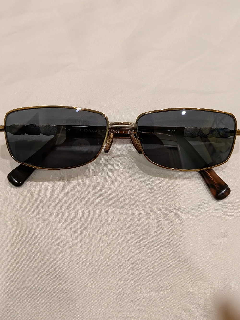 Coach Rose Gold Metal Eyeglasses with Tortoise Temples and Crystal Accents - Picture 6 of 16